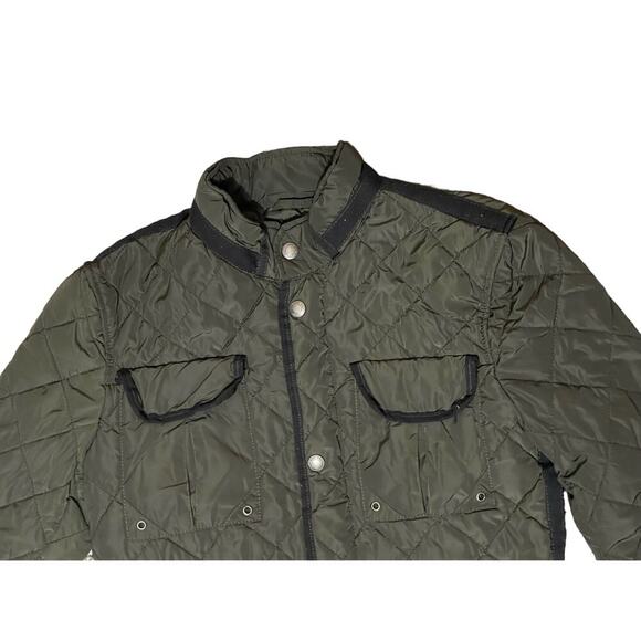Zara man Utility GorpCore Jacket Small Green Quilted Faux Suede Elbow Patches - Picture 3 of 10